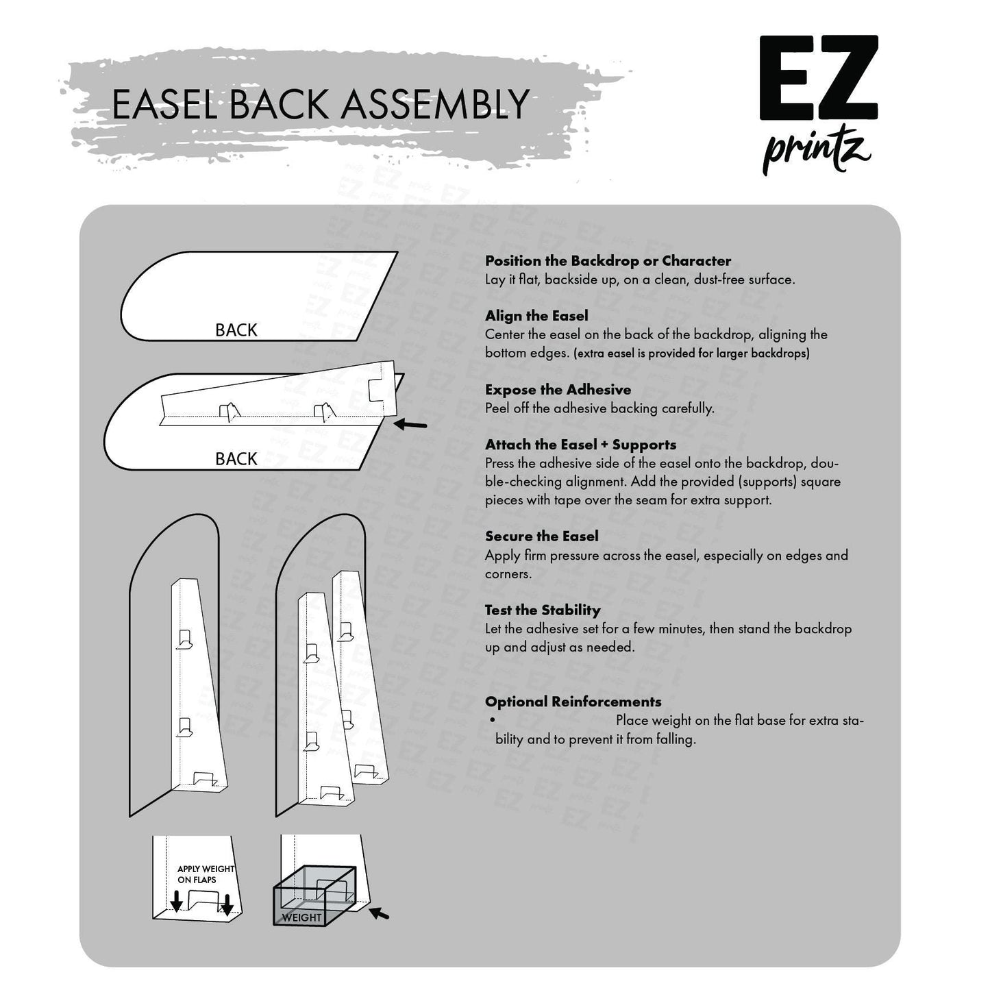 Backdrop Strut Stand | Cardboard Cutout Stand Large Board Backdrop Stands, Large Character easel back stands, Coroplast Foamboard easel back - EzCutoutz