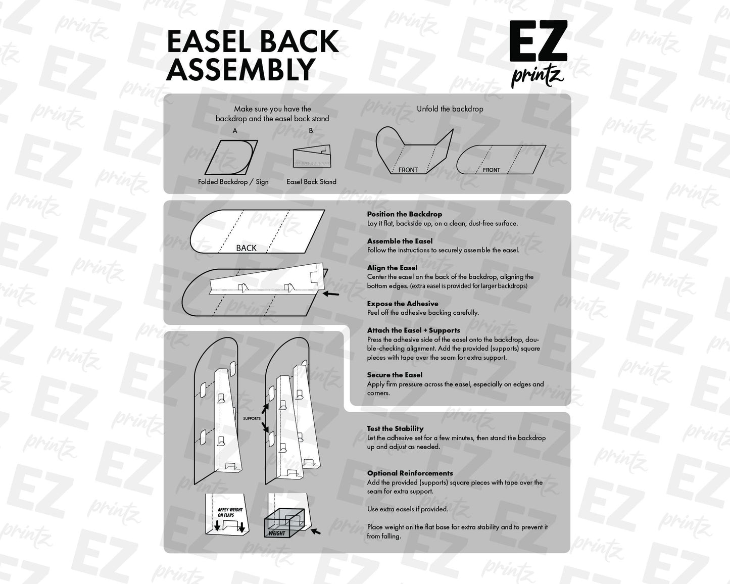 Blank Panel Backdrop Pastel Backdrops with stands, NOT fabric. 4mm coroplast backdrop - EzCutoutz