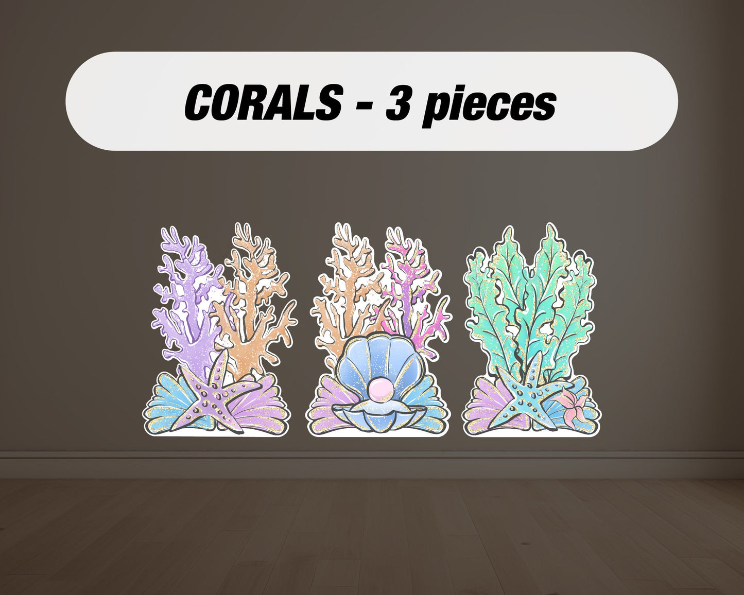 Mermaid Cutouts cute watercolor sea Cutouts centerpieces ocean animal standee, mermaid themed Party Decor, table toppers baby shower - EzCutoutz