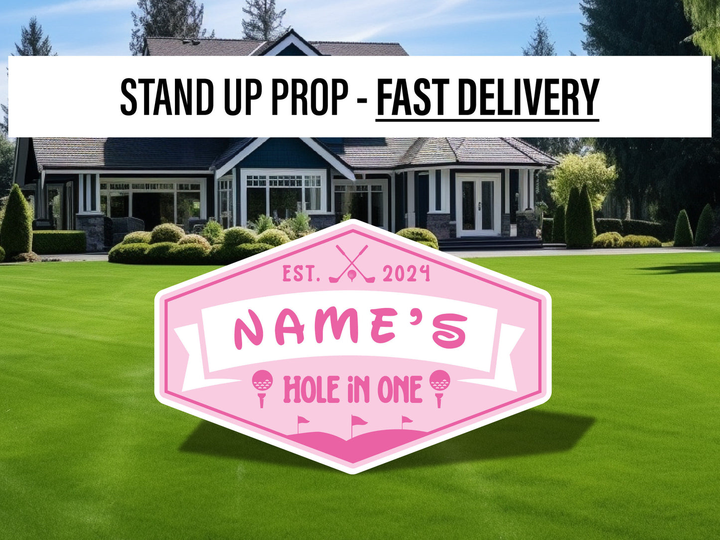 Baby pink golf cutout golf party birthday decor, cut out, lawn signs, yard sign, backdrop centerpieces, high res - EzCutoutz