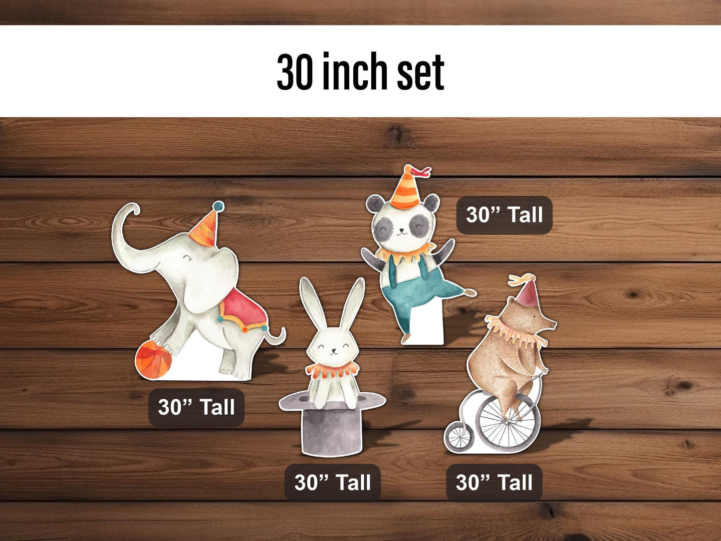 Circus animal cutouts circus Theme watercolor birthday cutouts decorations baby shower - EzCutoutz