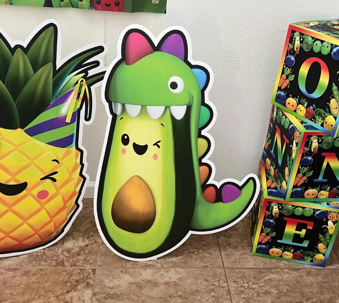 Hey bear cutouts, cute fruit and veggies decor, sensory centerpieces heybear stand up props standee, table toppers lawn signs yard art - EzCutoutz