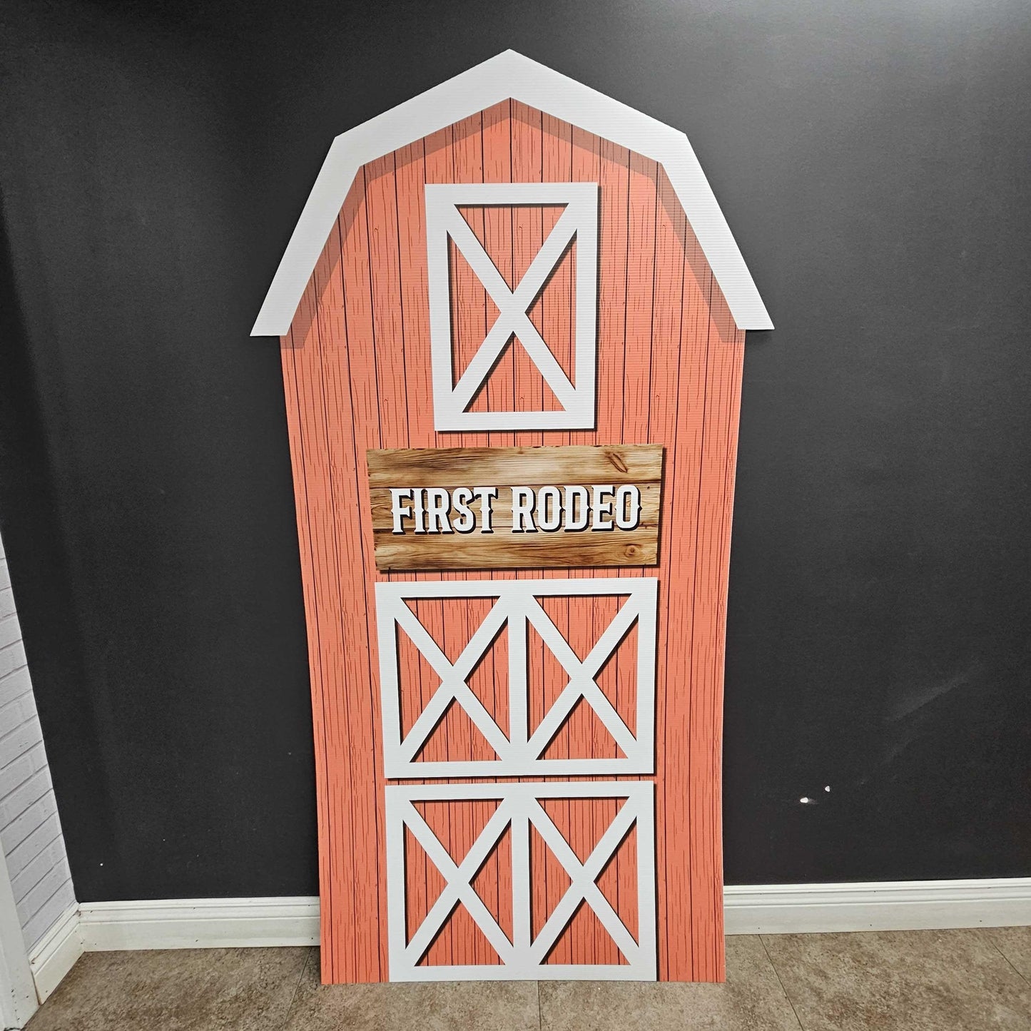 Farm Barn Backdrop Panel Pastel farm panel standee, farm themed Party Decor, baby shower, first birthday, rigid board with stand, NOT fabric - EzCutoutz