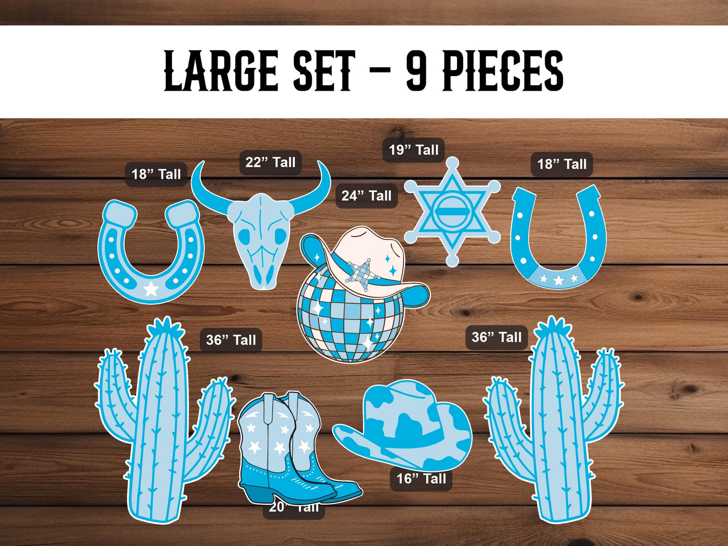 Cowboy Cutouts Cowboy decor props party disco cowboy blue cowboy hat centerpieces standee, farm themed birthday yeehaw howdy - EzCutoutz
