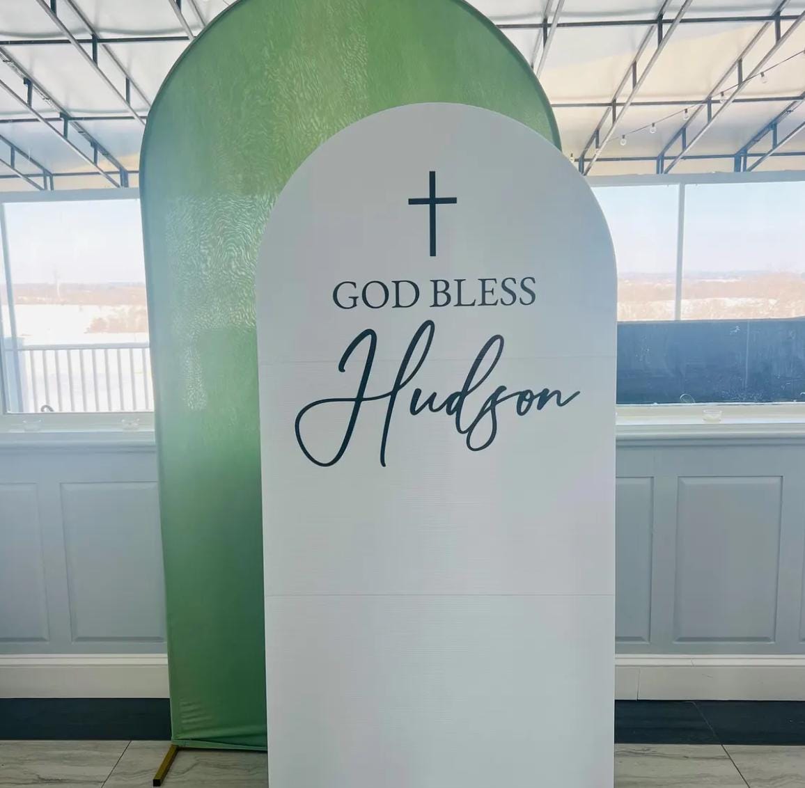 God bless arch backdrop christening baptism Arch Backdrop, with stands - EzCutoutz