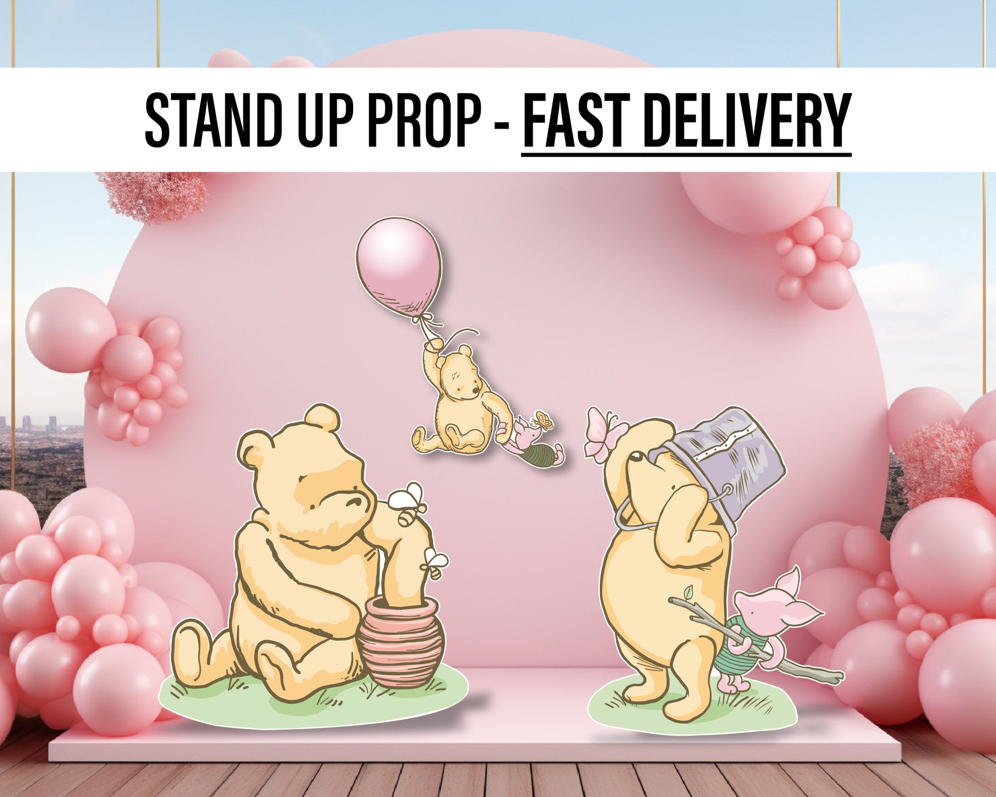 Classic Winnie the pooh babyshower, Classic bear, winnie the poohdecor, cutouts, lawn signs, yard sign, backdrop centerpieces, high res - EzCutoutz