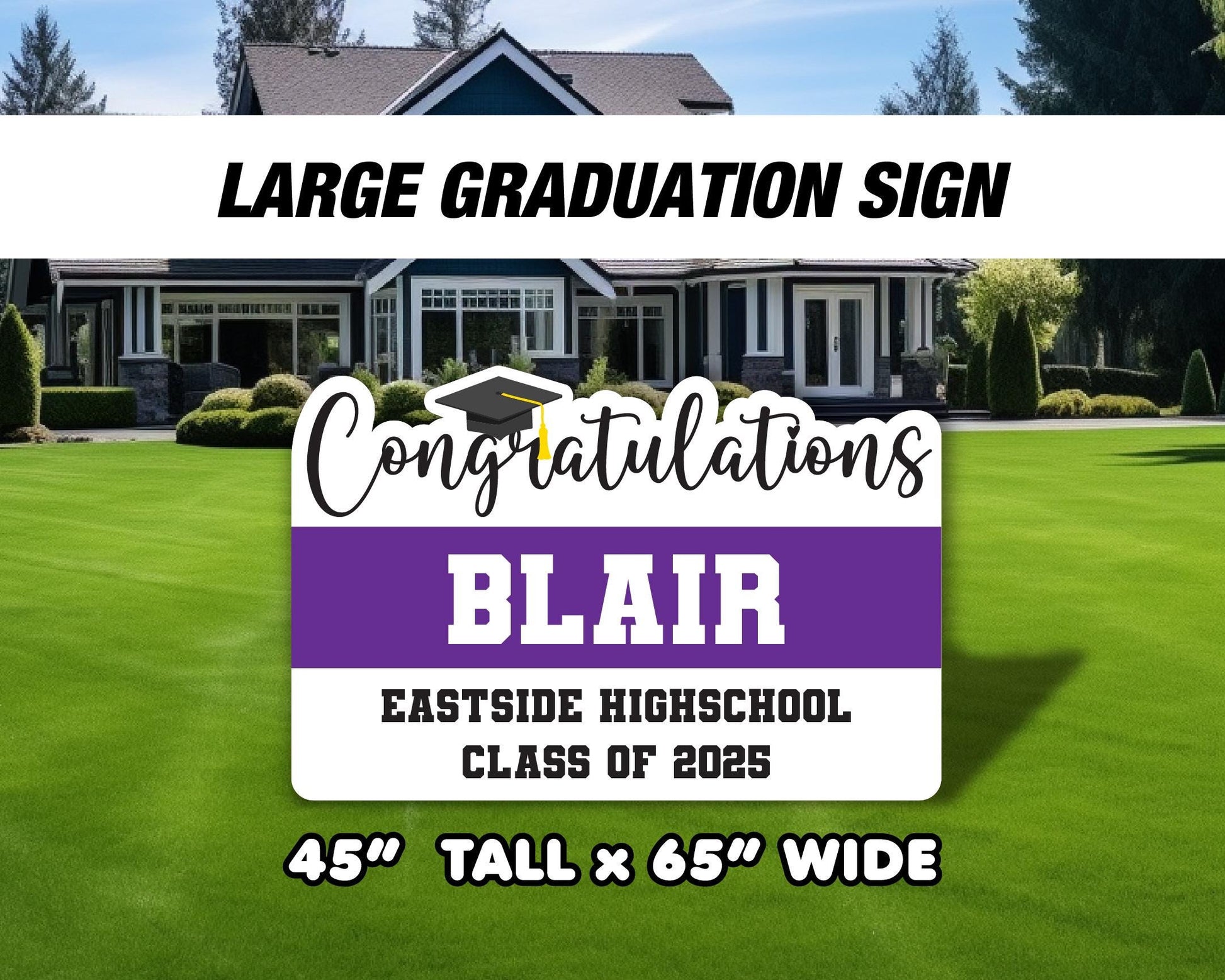 BIG Graduation yard sign, lawn sign, Congratulations graduation personalized yard sign, grad yard card, class of 2025, high resolution - EzCutoutz