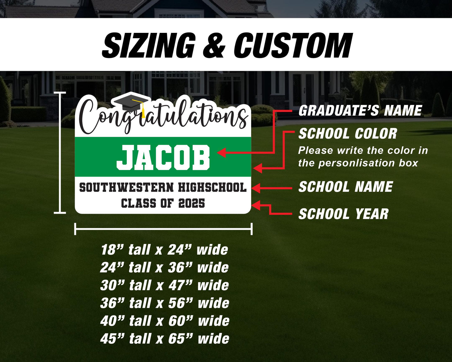 BIG Graduation yard sign, lawn sign, Congratulations graduation personalized yard sign, grad yard card, class of 2025, high resolution - EzCutoutz
