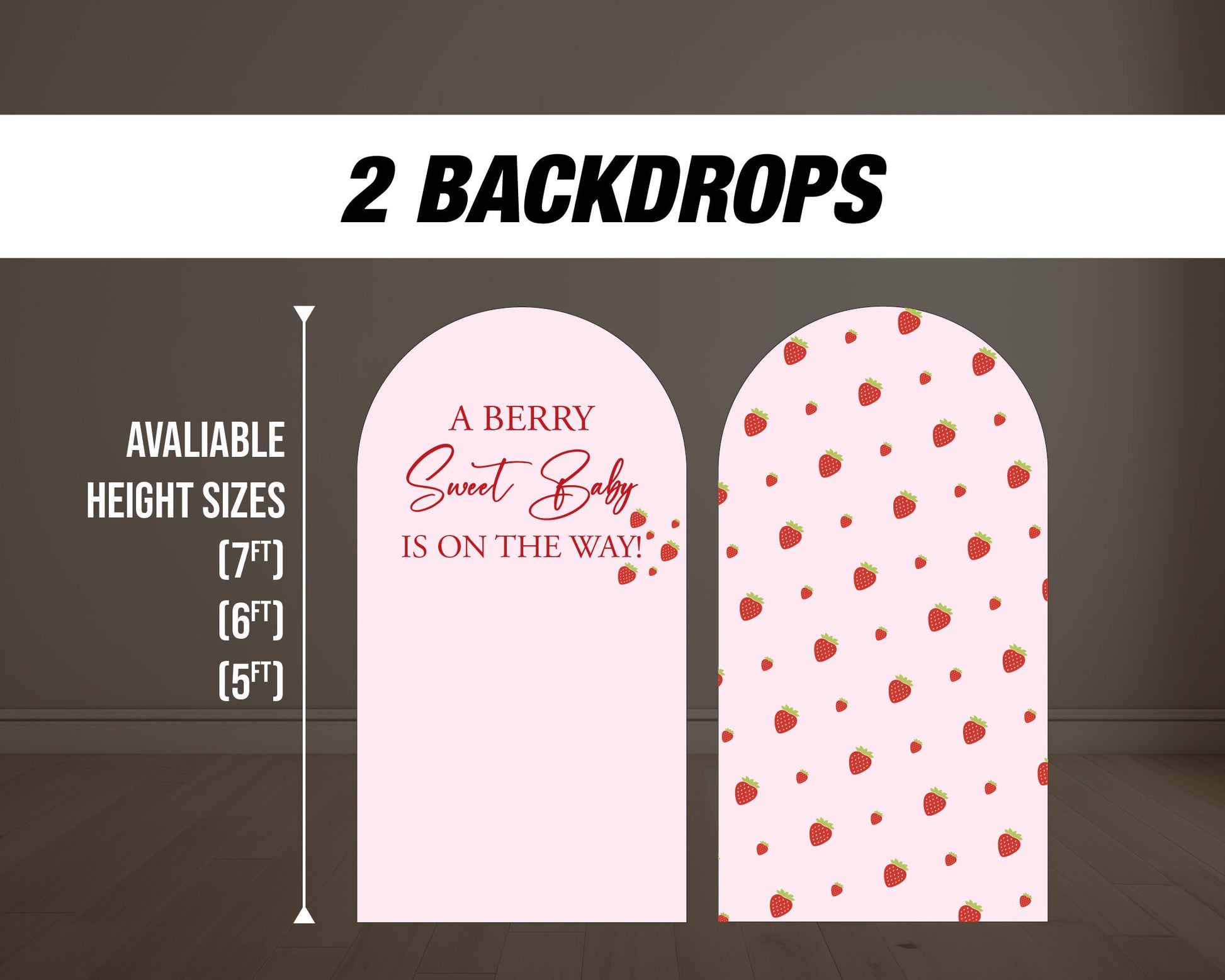 Strawberry Arch Backdrop, with stands, Babyshower Strawberry themed Birthday Party Decor, baby shower, birthday party, party prop stands - EzCutoutz