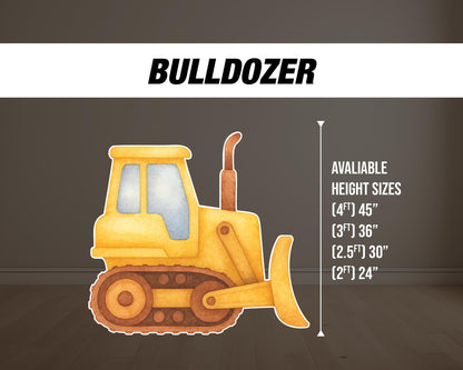 BIG Bulldozer Prop, bull dozerprop, construction themed, birthday party, baby birthday rigid coroplast board with stands - EzCutoutz