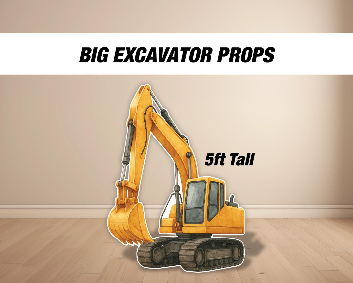 BIG Excavator Prop, construction prop, Digger, Big shovel machine, construction themed, birthday party, baby birthday rigid coroplast board - EzCutoutz