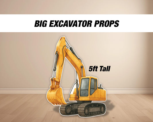 BIG Excavator Prop, construction prop, Digger, Big shovel machine, construction themed, birthday party, baby birthday rigid coroplast board - EzCutoutz