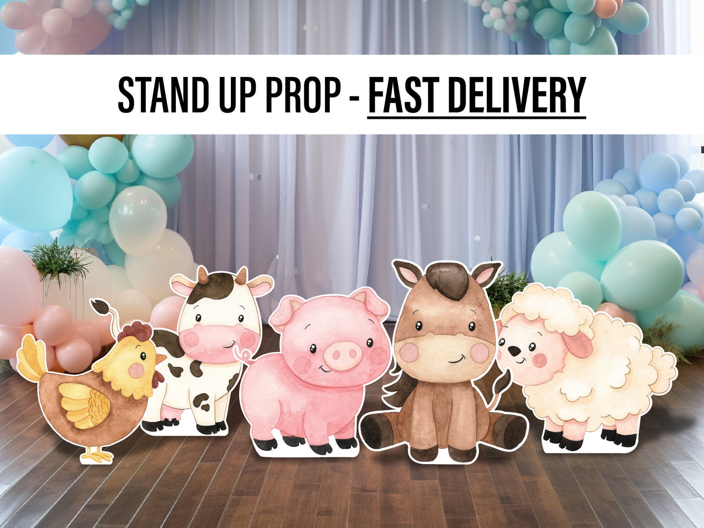 Farm Animal Cutouts cute watercolor farm Cutouts centerpieces farm animal standee, farm themed Party Decor, table toppers baby shower - EzCutoutz