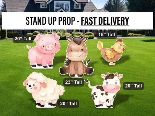 Farm Animal Cutouts cute watercolor farm Cutouts centerpieces farm animal standee, farm themed Party Decor, table toppers baby shower - EzCutoutz