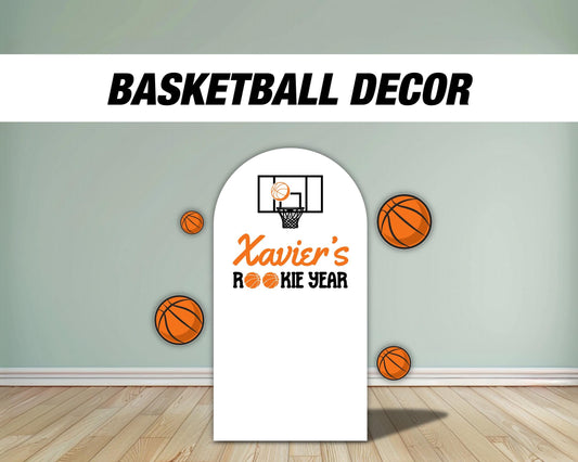 Rookie Year Backdrop Basketball themed Panel Backdrop with stands, First Year Draft NOT fabric. 4mm coroplast backdrop, First birthday - EzCutoutz