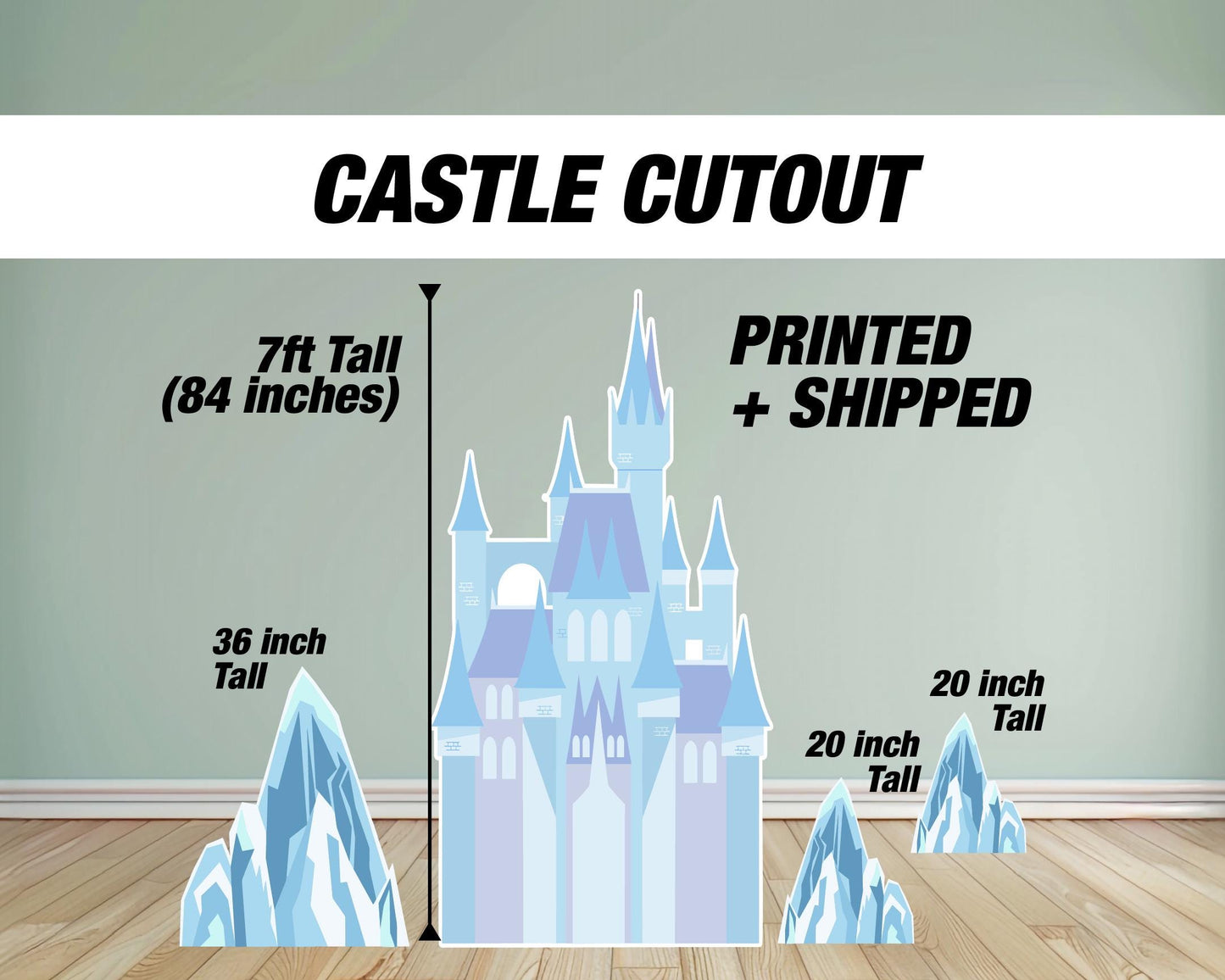 Frozen Castle cutout Decoration Party props centerpieces, iceberg, ice queen, princess, indoor decor backdrop - EzCutoutz