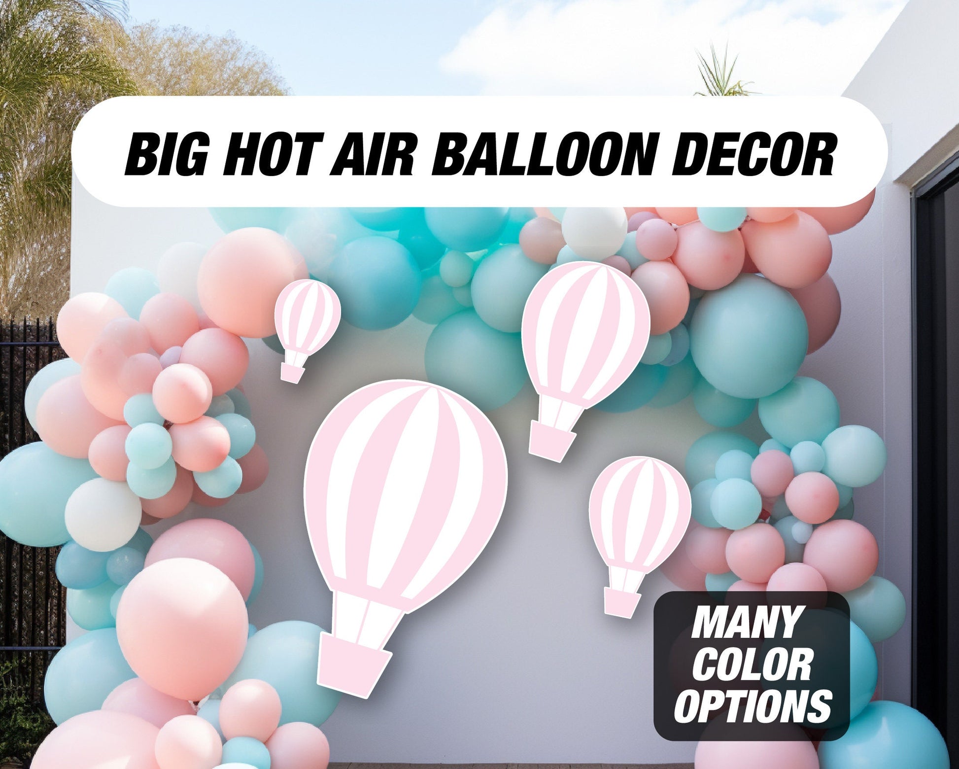 Hot Air Balloon cutouts decorations, coroplast cutout party props decorations backdrop cutouts signs table centerpiece Yard - EzCutoutz