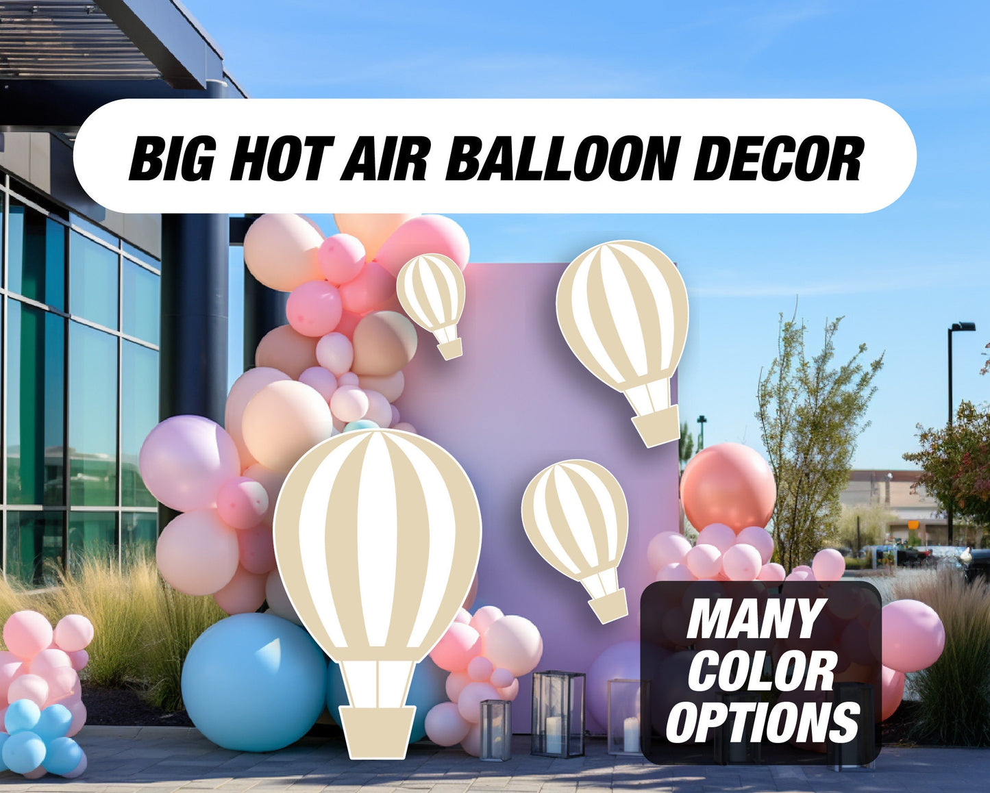 Hot Air Balloon cutouts decorations, coroplast cutout party props decorations backdrop cutouts signs table centerpiece Yard - EzCutoutz