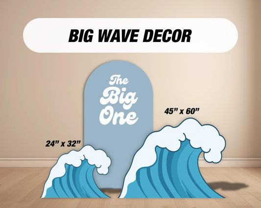 The BIG ONE big wave Props beach party Surf party themed Panel Backdrop with stands, Summer themed, big wave, groovy van, NOT fabric. - EzCutoutz