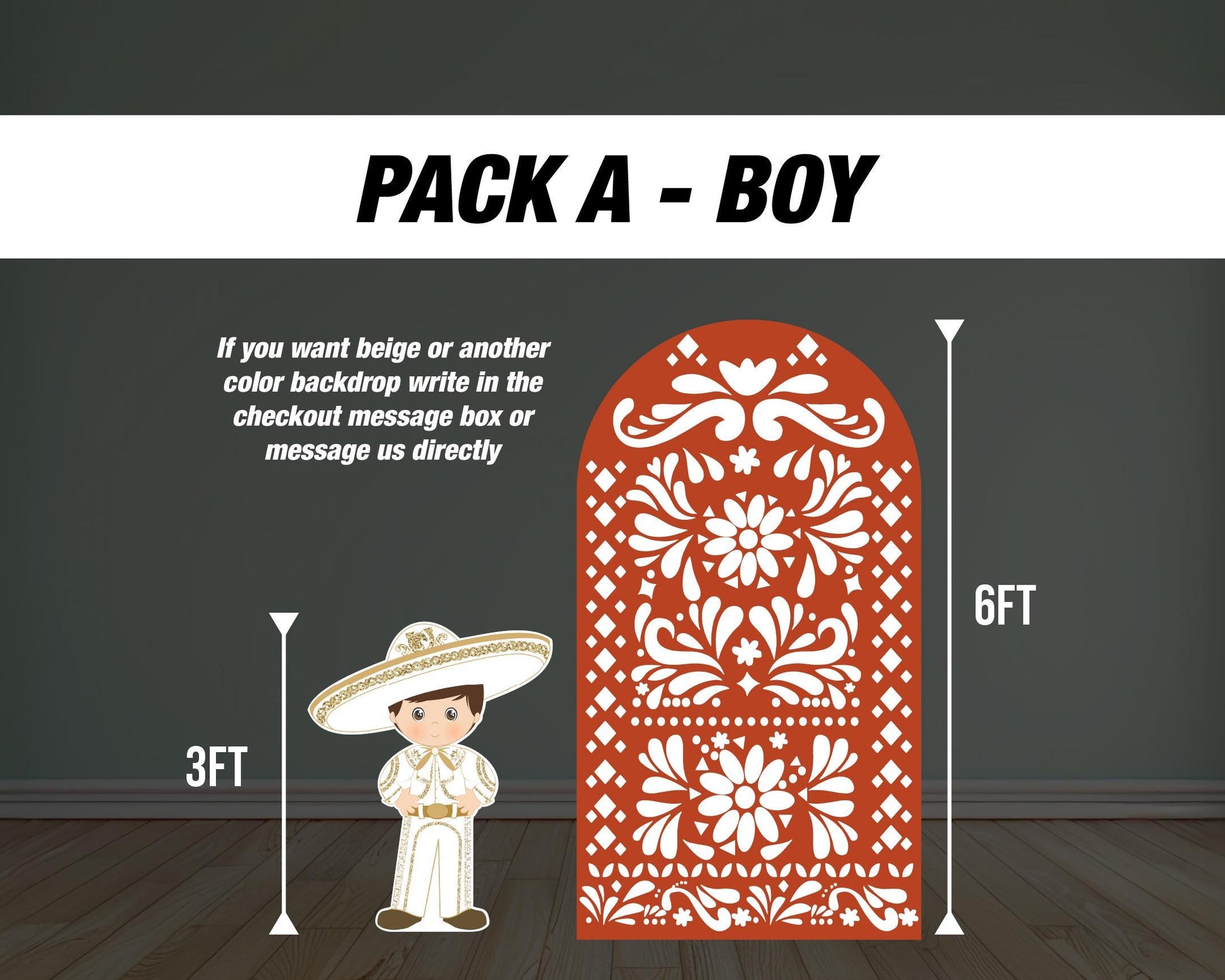 Papel Cortado Backdrop Charro Mariachi Boy Mexican Panel Backdrop with stands, NOT fabric. 4mm coroplast backdrop, First birthday - EzCutoutz