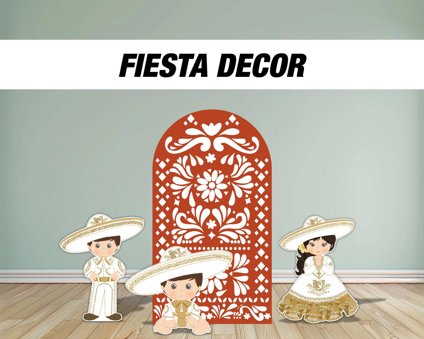 Papel Cortado Backdrop Charro Mariachi Boy Mexican Panel Backdrop with stands, NOT fabric. 4mm coroplast backdrop, First birthday - EzCutoutz