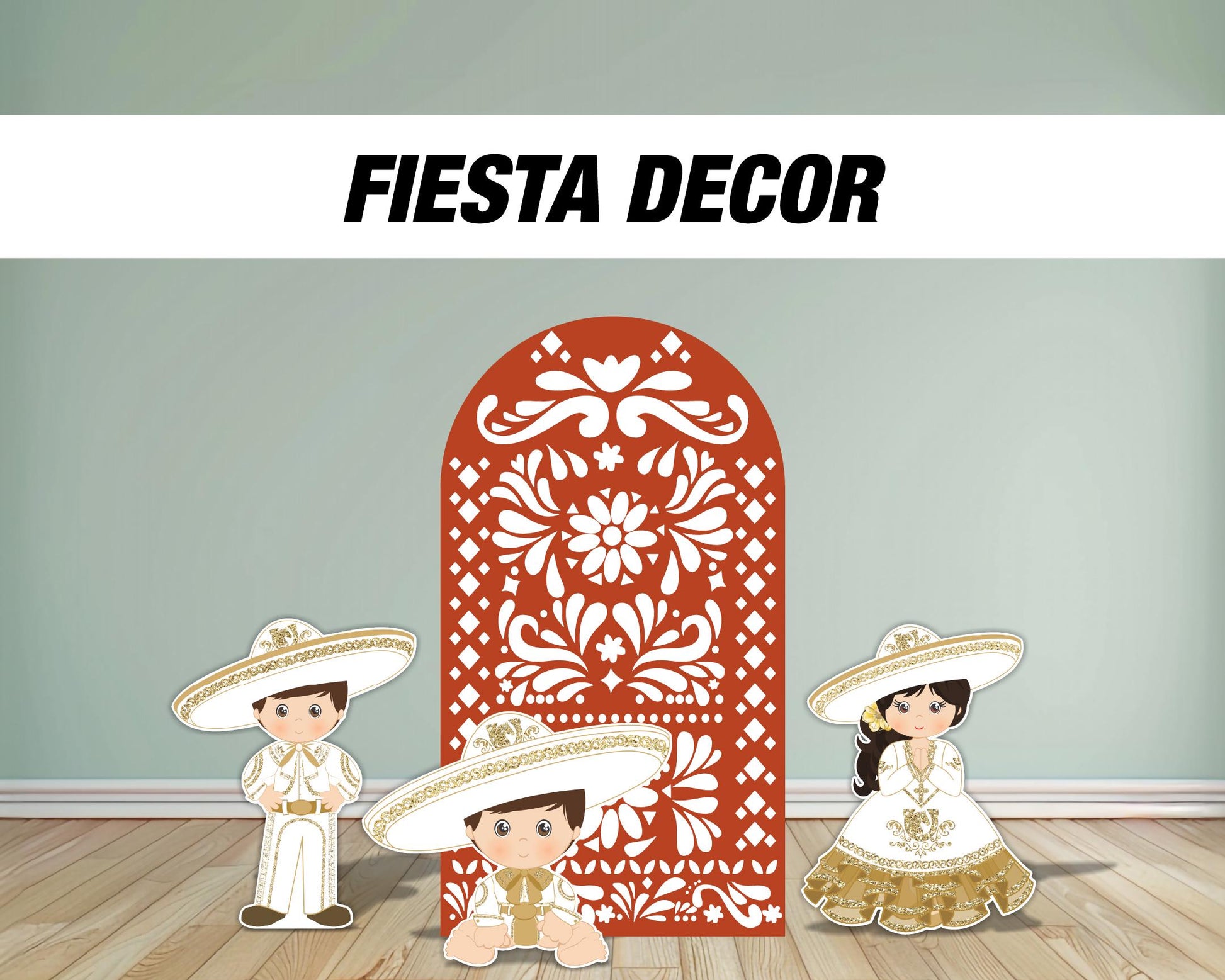 Papel Cortado Backdrop Charro Mariachi Boy Mexican Panel Backdrop with stands, NOT fabric. 4mm coroplast backdrop, First birthday - EzCutoutz