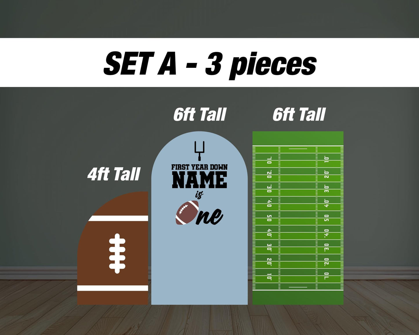 Football First year down Backdrop football themed Panel Backdrop with stands, NOT fabric. 4mm coroplast backdrop, first touchdown - EzCutoutz