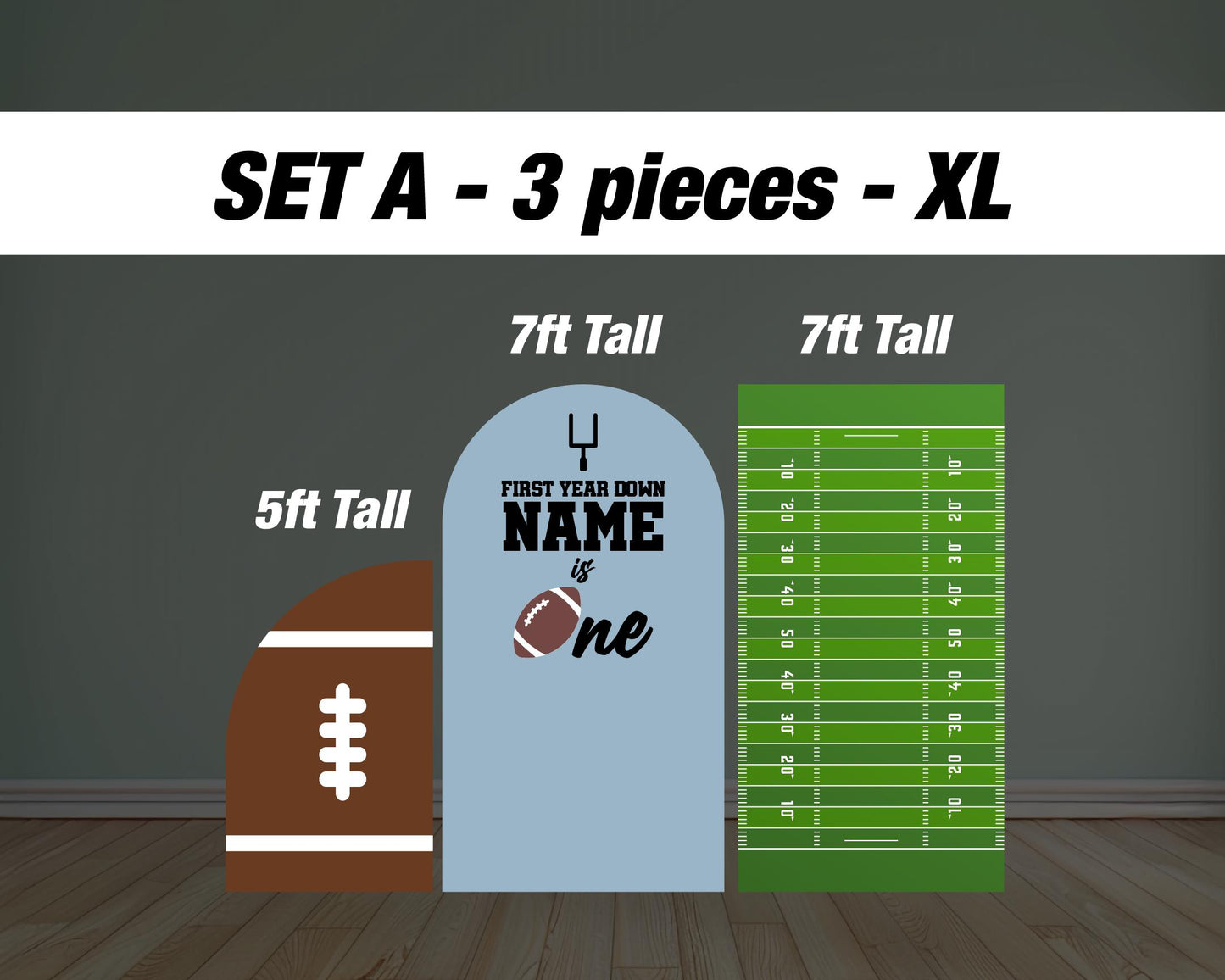 Football First year down Backdrop football themed Panel Backdrop with stands, NOT fabric. 4mm coroplast backdrop, first touchdown - EzCutoutz