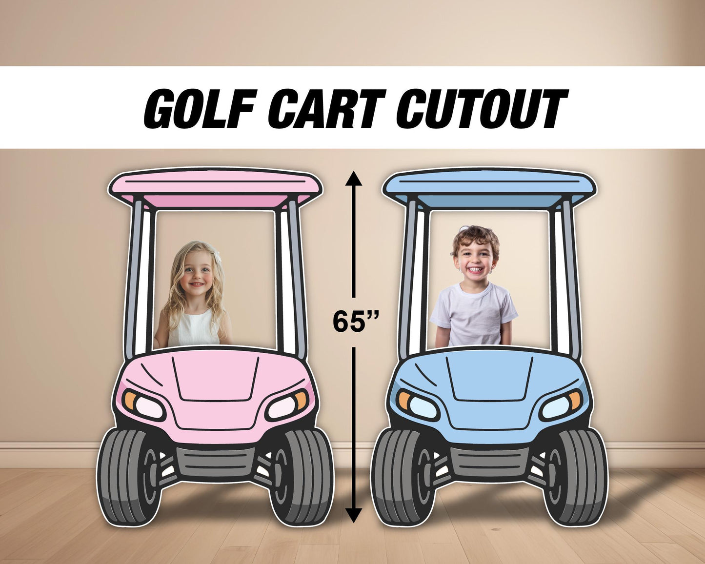 Golf Cart Photo Prop Cutout Decor, Photo Prop, selfie frame Birthday party decor, cutouts, lawn signs, yard sign, backdrop, high res - EzCutoutz