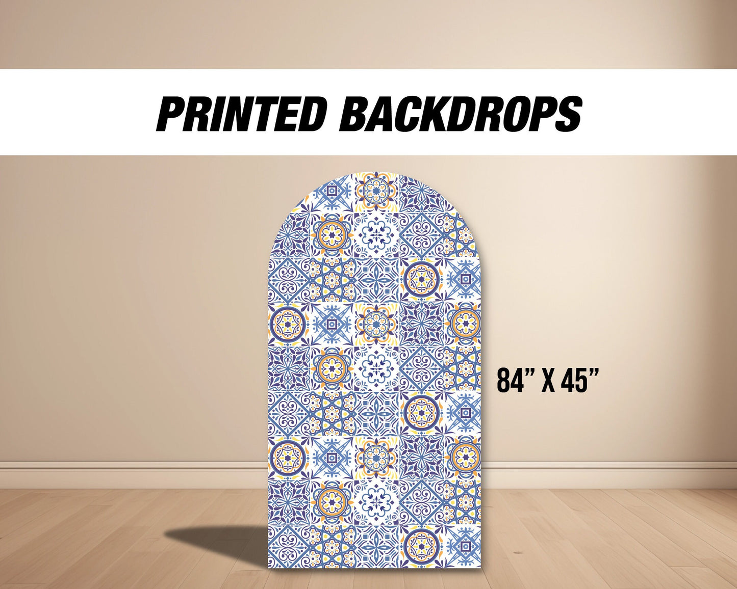 Blue Tiles Arch backdrop, Italian Bridal Shower with stands, NOT fabric. 4mm coroplast backdrop Mediterranean Wedding Greek Photo Prop - EzCutoutz