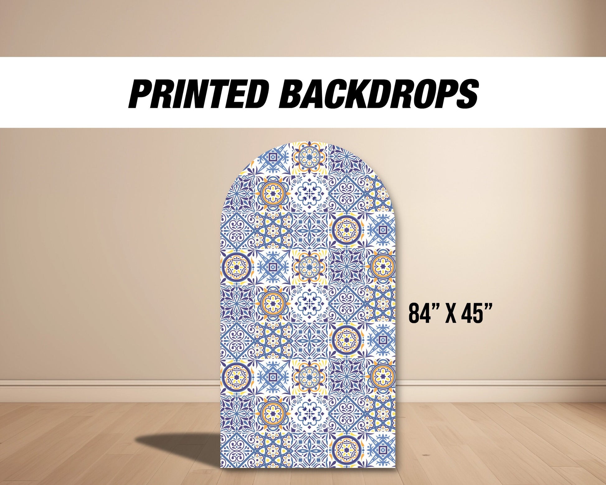 Blue Tiles Arch backdrop, Italian Bridal Shower with stands, NOT fabric. 4mm coroplast backdrop Mediterranean Wedding Greek Photo Prop - EzCutoutz