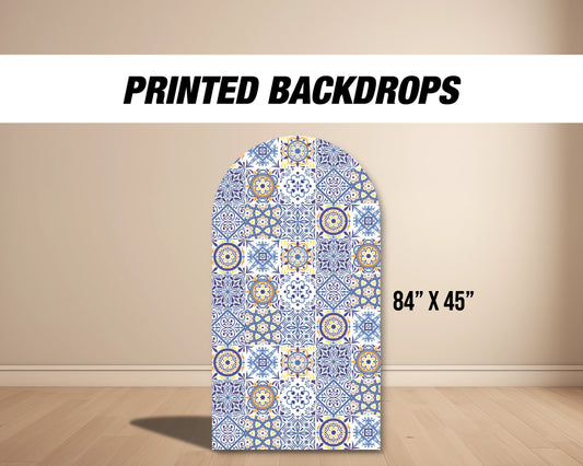 Blue Tiles Arch backdrop, Italian Bridal Shower with stands, NOT fabric. 4mm coroplast backdrop Mediterranean Wedding Greek Photo Prop - EzCutoutz