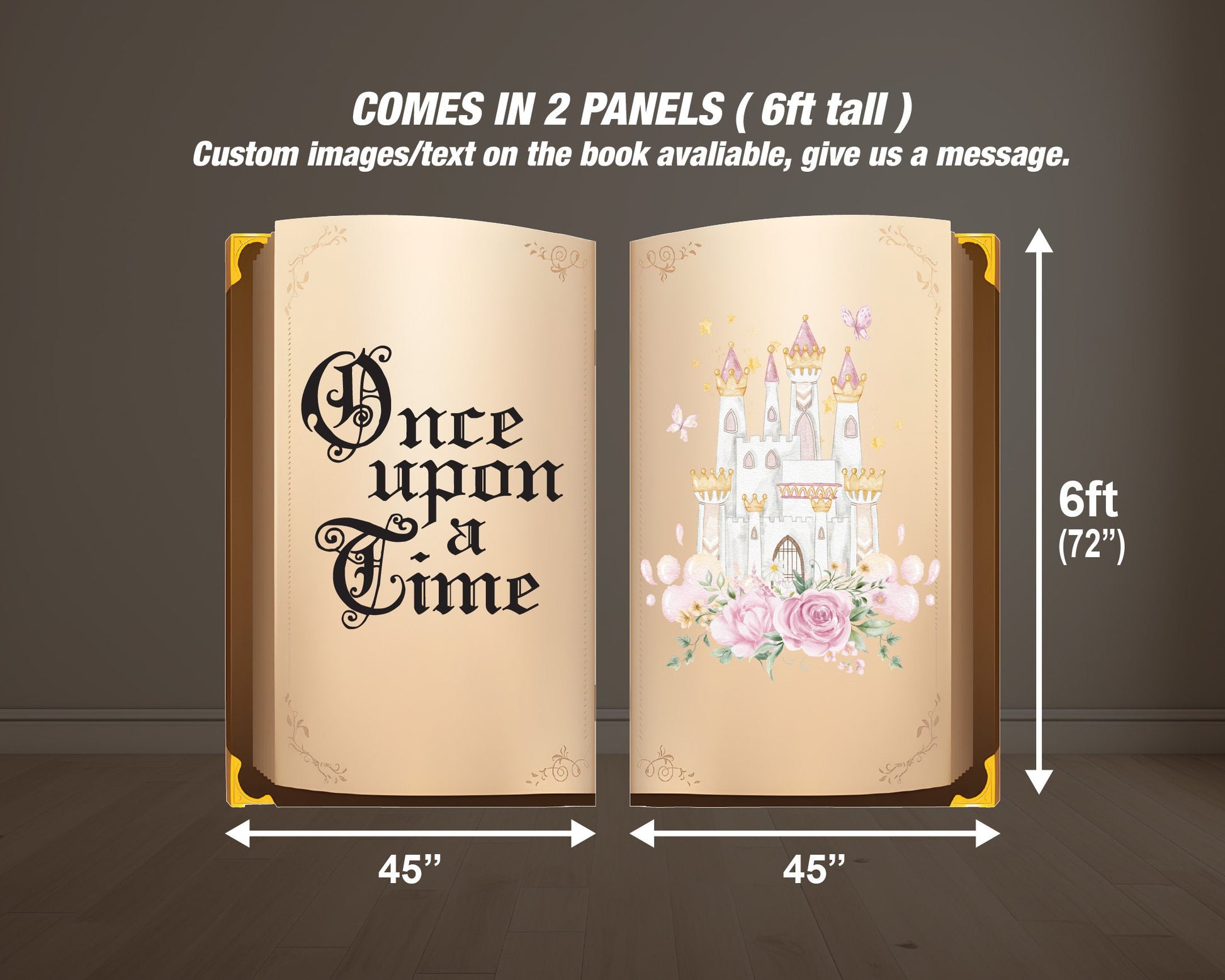 Once Upon a Time Backdrop Princess birthday party fairytale babyshower, display, princess themed backdrop, rigid board, coroplast - EzCutoutz