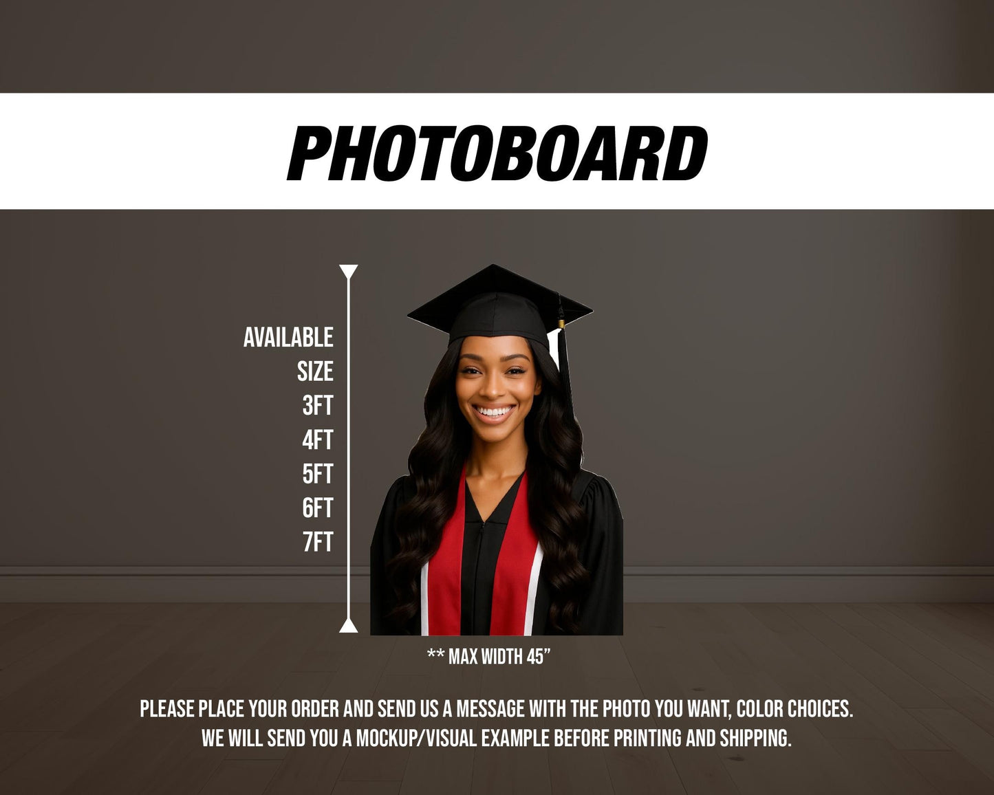 BIG Graduation Backdrop photo board, class of 2025 grad books, graduate photoboard, big photograph celebration rigid board with stands - EzCutoutz
