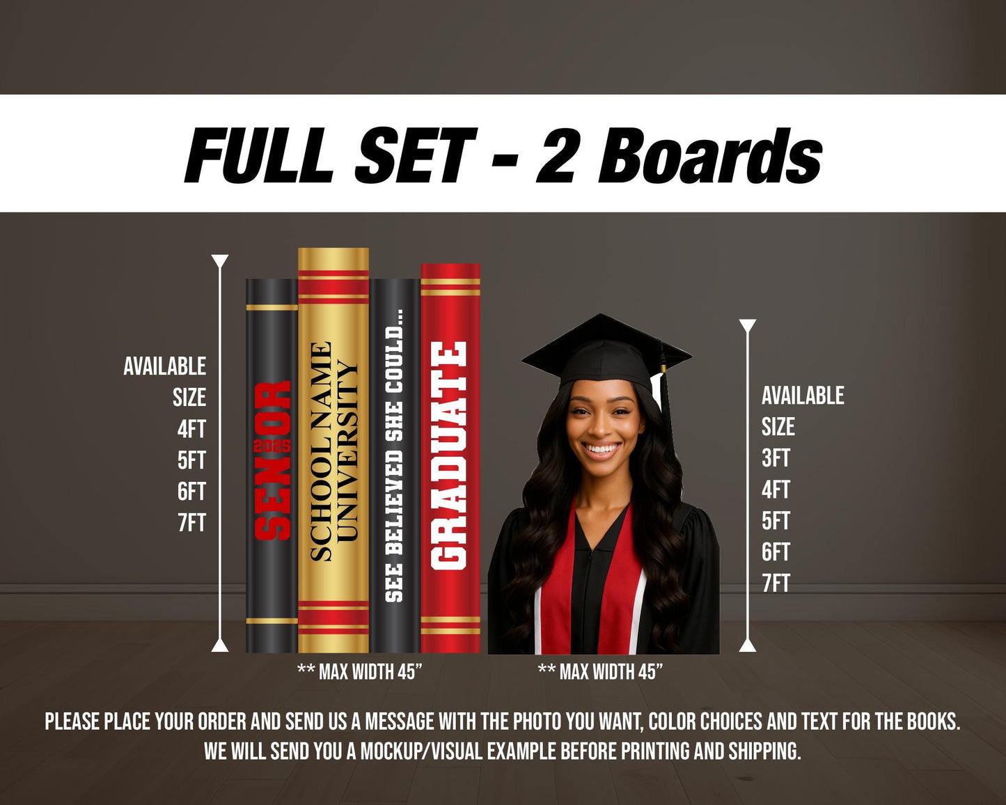 BIG Graduation Backdrop photo board, class of 2025 grad books, graduate photoboard, big photograph celebration rigid board with stands - EzCutoutz