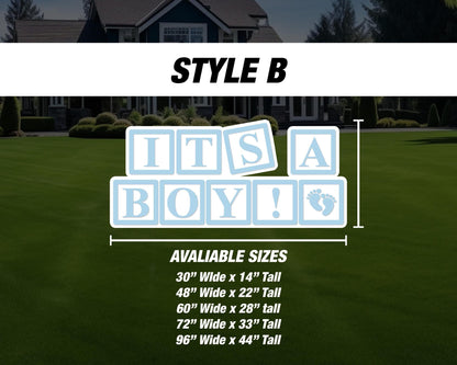 New baby girl baby boy blocks, yard sign, lawn sign, yard art, gender reveal, party decor, centerpieces, pastel pink, pastel blue, high res - EzCutoutz