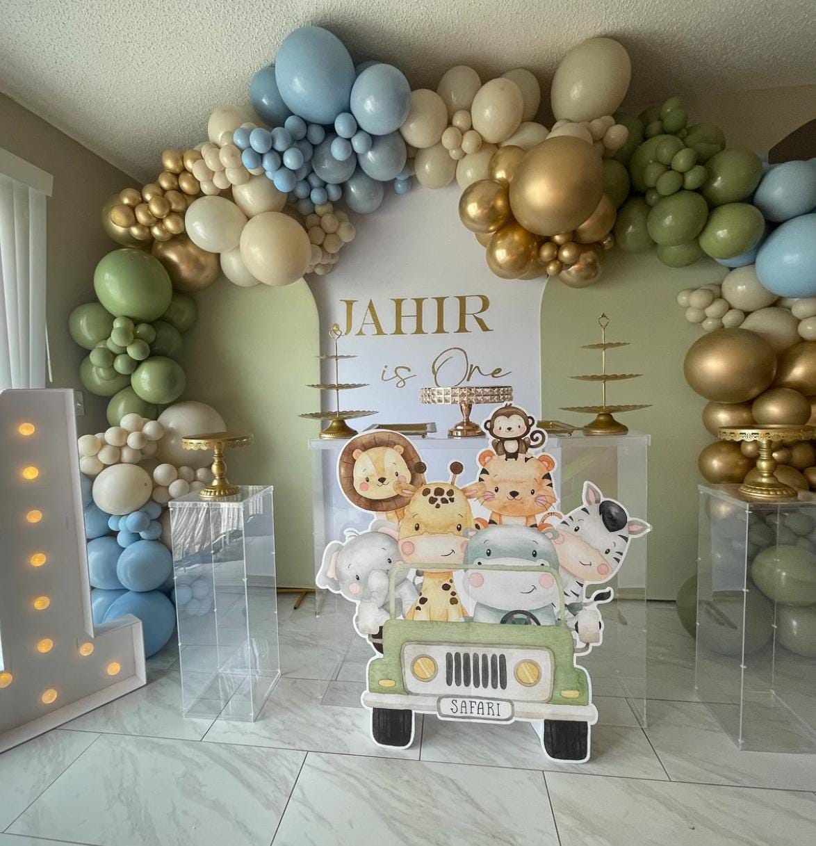 Safari Watercolor baby decoration Wild one, safari animal cutout, babyshower, birthday party, lawn signs, yard sign, backdrop centerpieces - EzCutoutz
