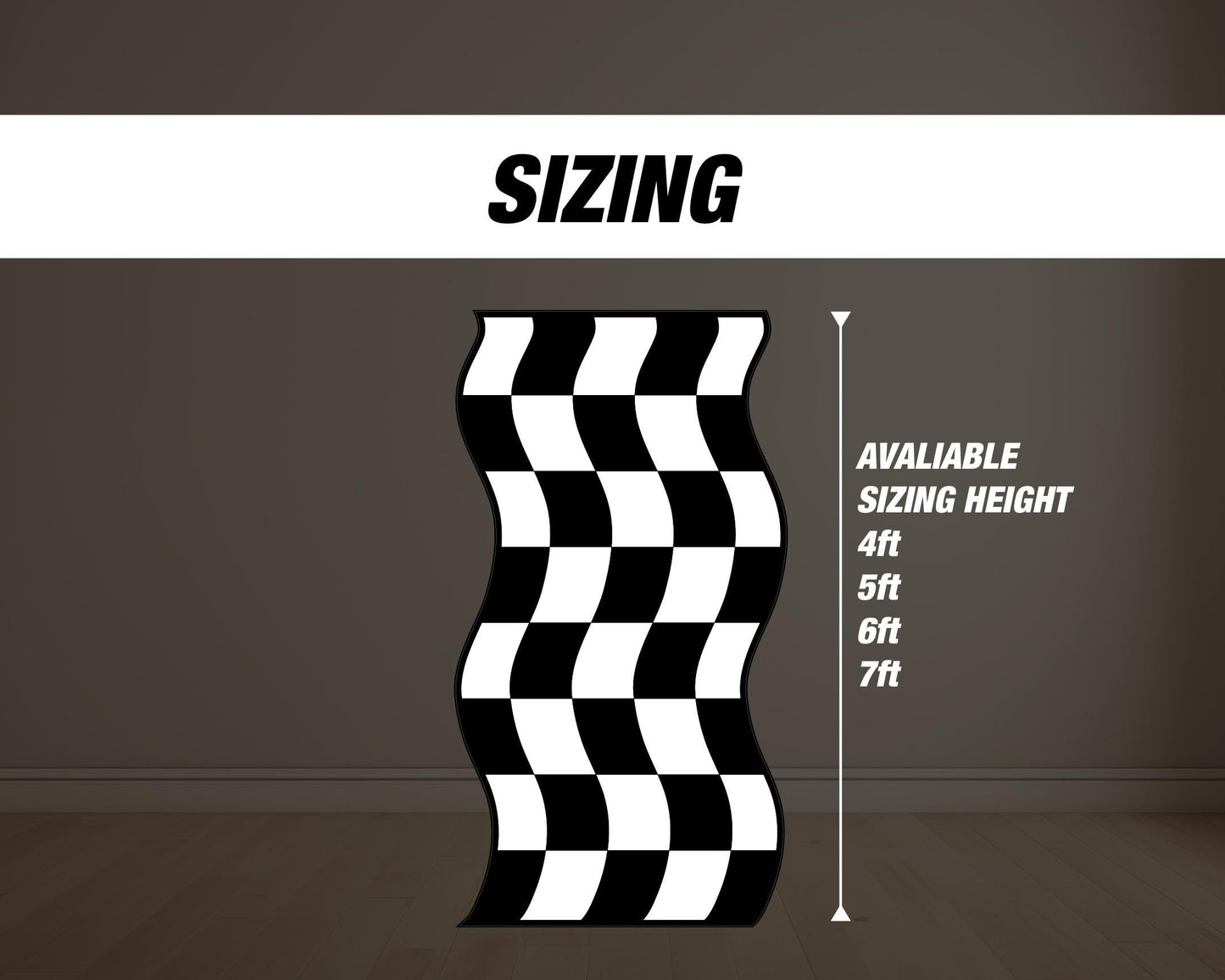 Checkered Flag Board, Checkered Wave backdrop board with stands. two fast 2 curious Retro race event decoration Party Decor Rigid not fabric - EzCutoutz