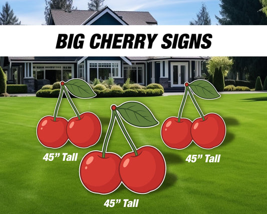 BIG Cherry cutouts, prop decoration Babyshower Cherry Sweet One, cherry on top themed Birthday Party Decor, baby shower, yard lawn sign - EzCutoutz