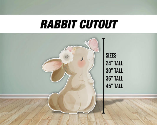 Rabbit Cutout Decoration, Cute Rabbit baby shower decor Cute bunny watercolor cutout, lawn signs, yard sign, backdrop centerpieces, high res - EzCutoutz