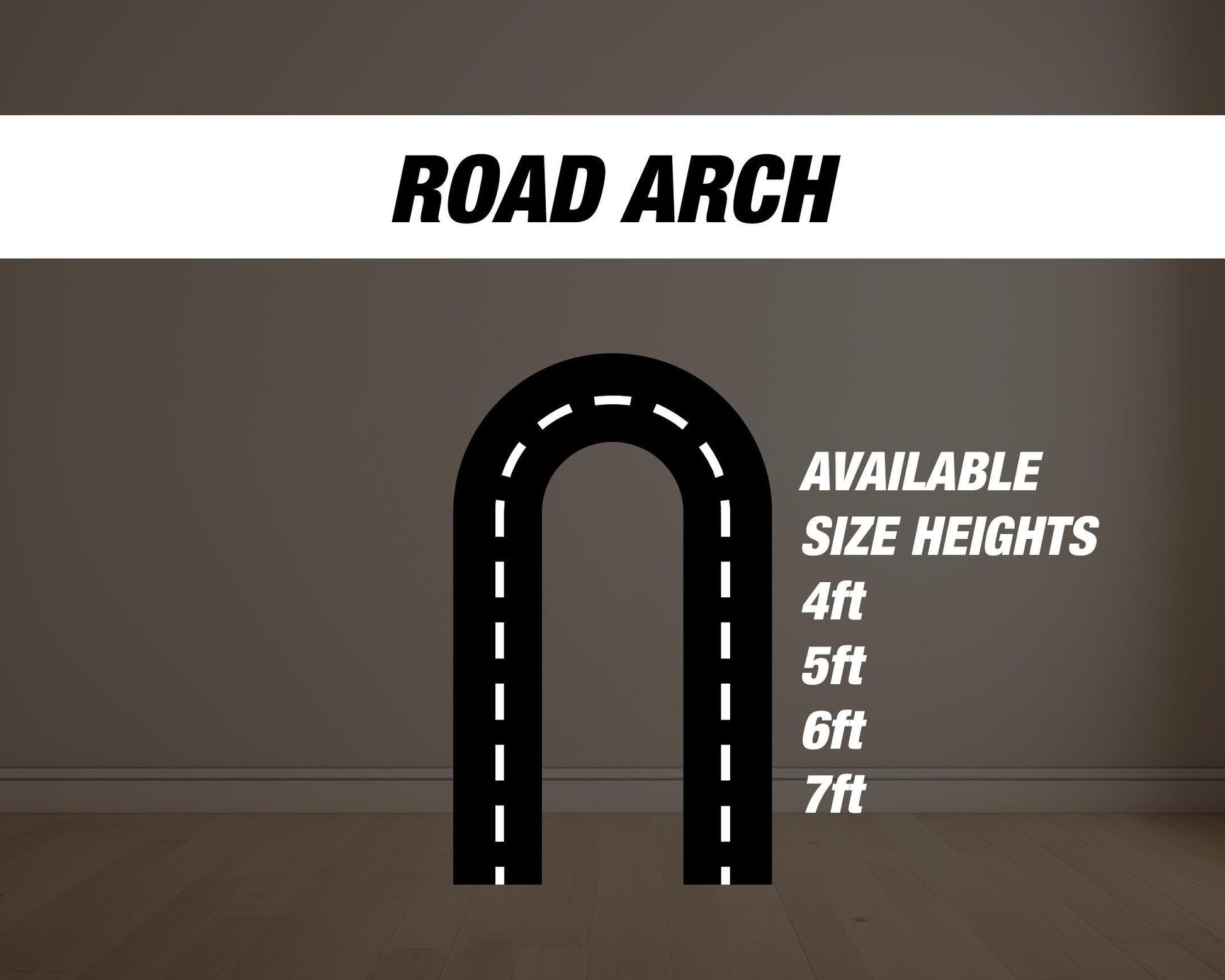 Road Arch backdrop with stands. two fast 2 curious Retro car, road backdrop, racing race event decoration Party Decor Rigid not fabric - EzCutoutz