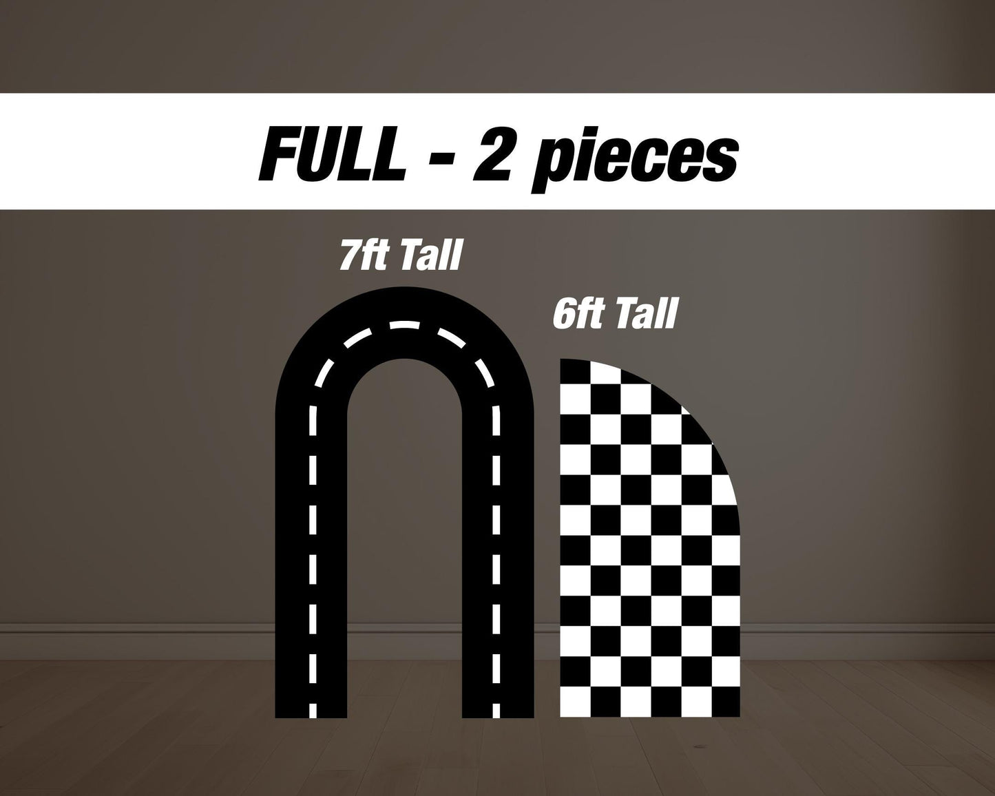 Road Arch backdrop with stands. two fast 2 curious Retro car, road backdrop, racing race event decoration Party Decor Rigid not fabric - EzCutoutz