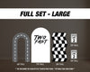Two fast backdrop birthday with stands. 2 fast 2 curious Retro car, road backdrop, racing race event decoration Party Decor Rigid not fabric - EzCutoutz