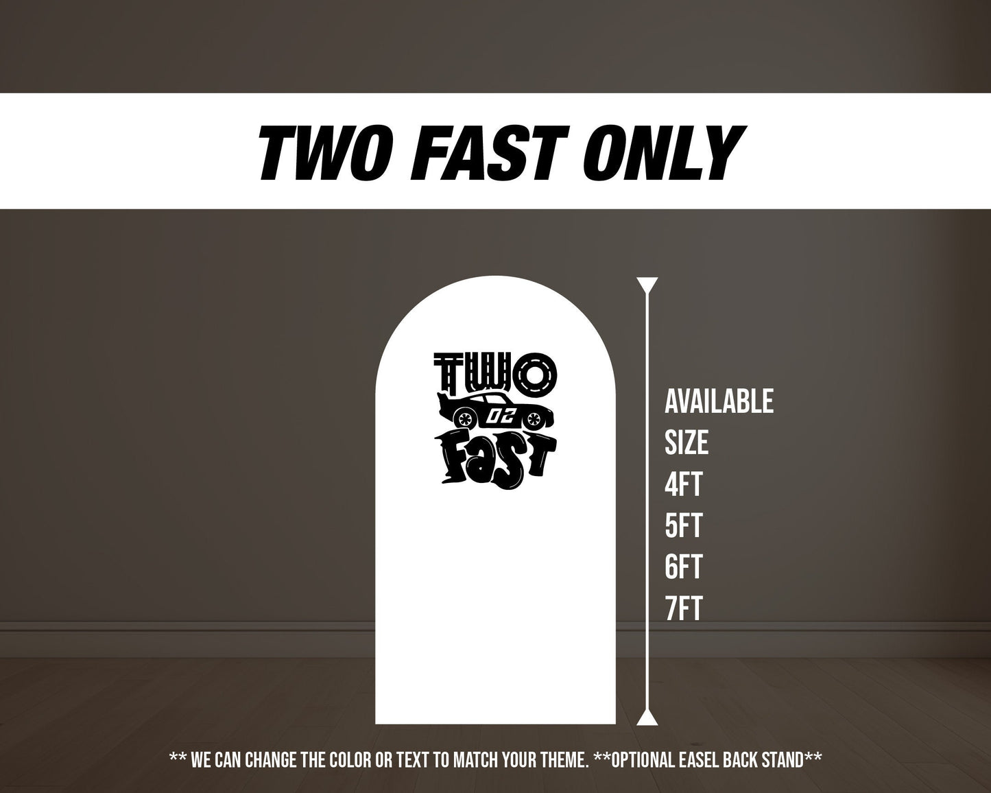 Two fast backdrop birthday with stands. 2 fast 2 curious Retro car, road backdrop, racing race event decoration Party Decor Rigid not fabric - EzCutoutz