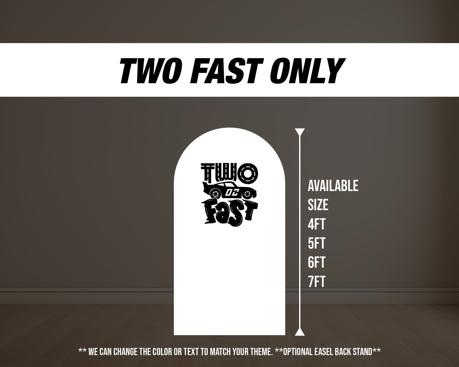 Two fast backdrop birthday with stands. 2 fast 2 curious Retro car, road backdrop, racing race event decoration Party Decor Rigid not fabric - EzCutoutz