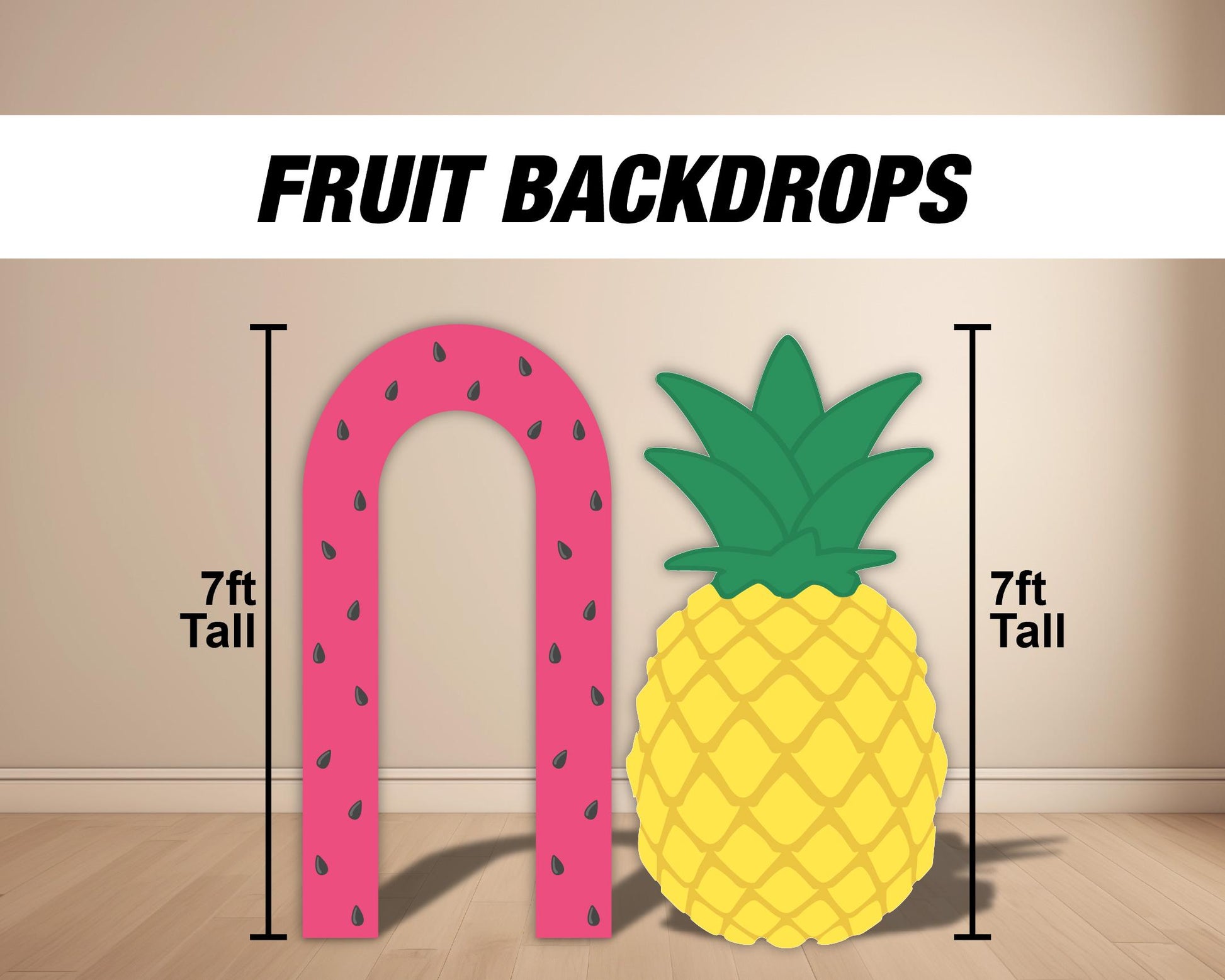 Watermelon backdrop with stands. Pineapple Backdrop, Frutti Tutti, Fruit Arch, event decoration Party Decor Rigid board, NOT FABRIC - EzCutoutz