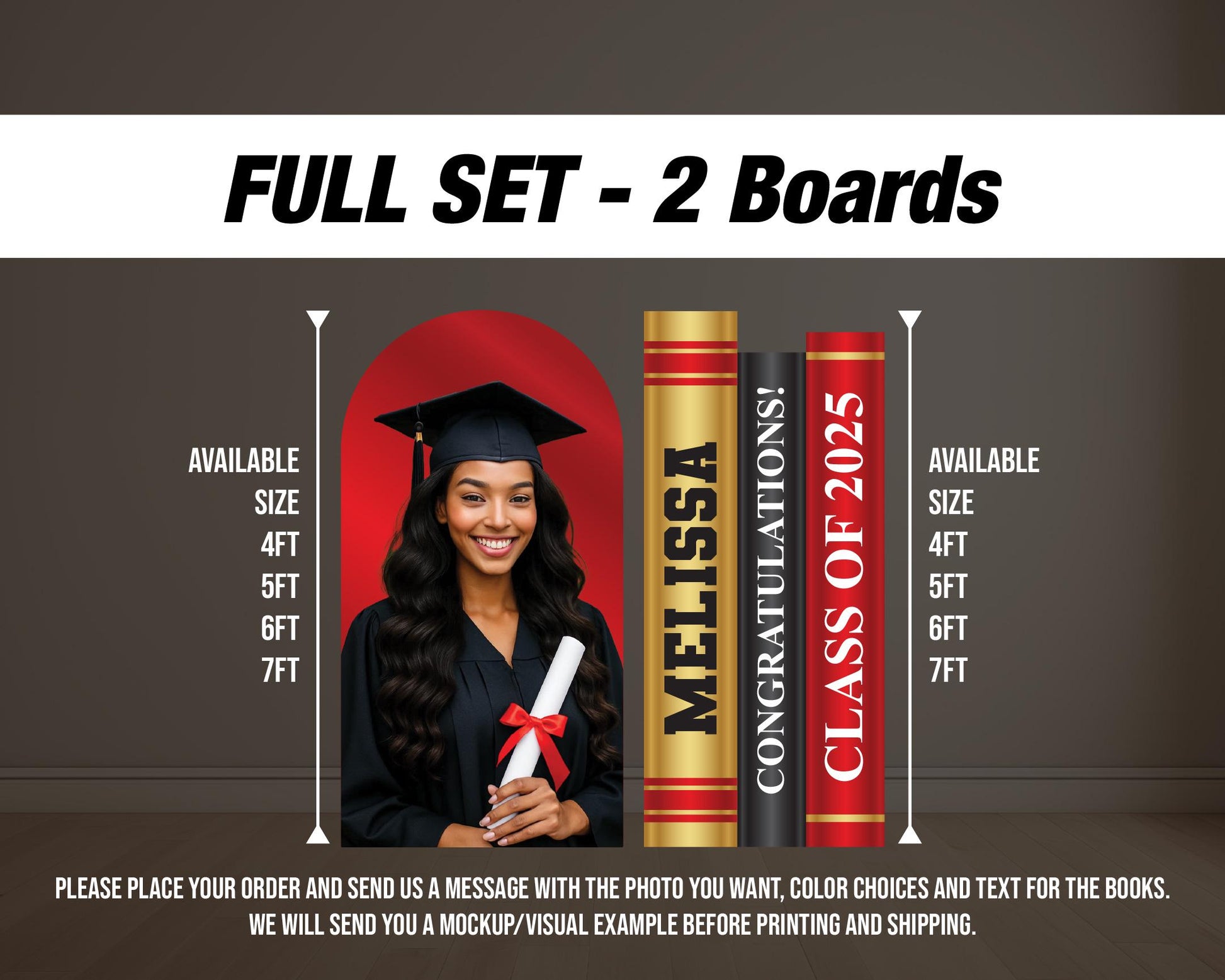 BIG Graduation Backdrop photo board, class of 2025 grad books, graduate photoboard, big photograph celebration rigid board with stands - EzCutoutz