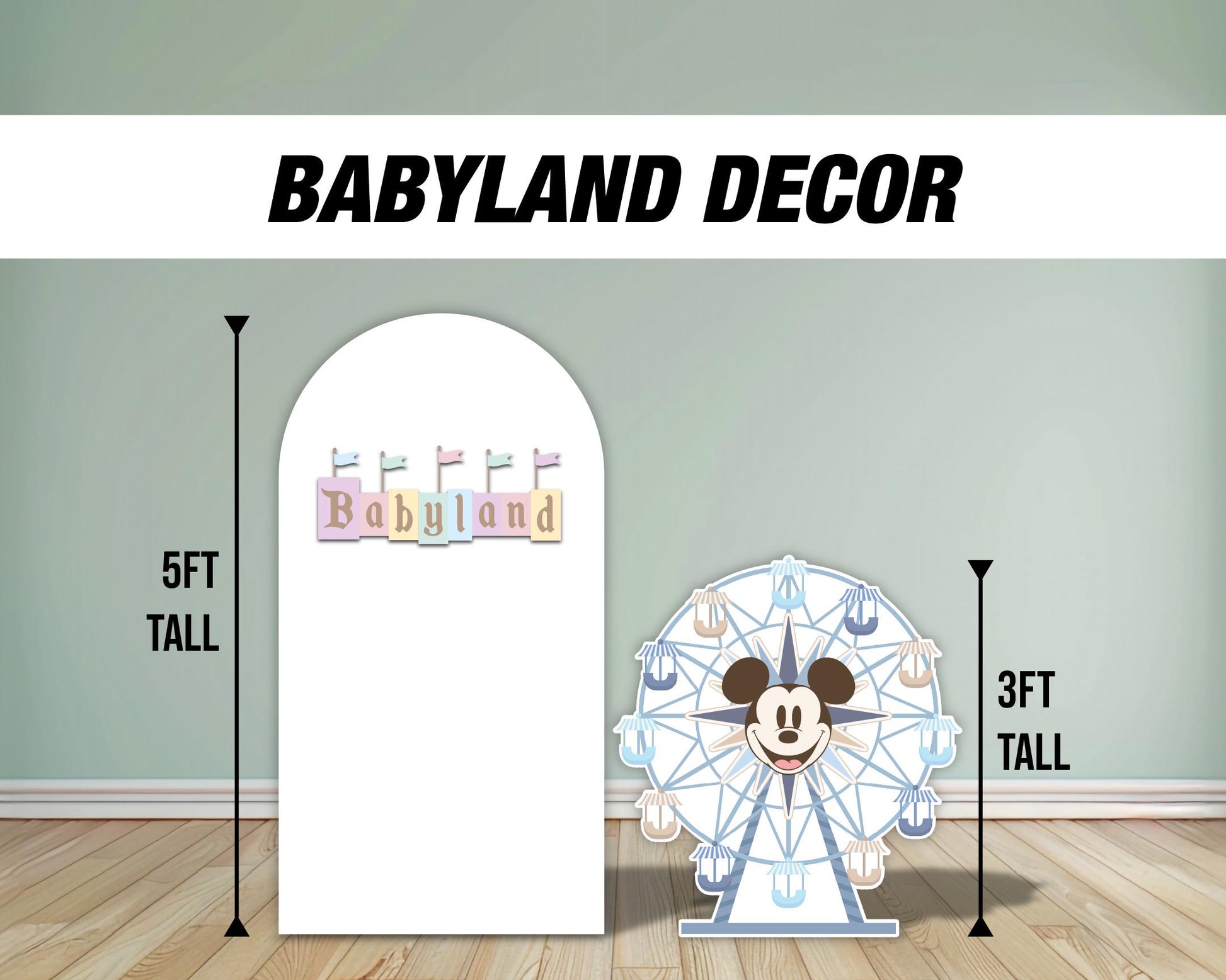 babyland backdrop babyshower ferris wheel sign decor Sketch Stand Up Prop standee, lawn signs, yard sign, backdrop, high res - EzCutoutz
