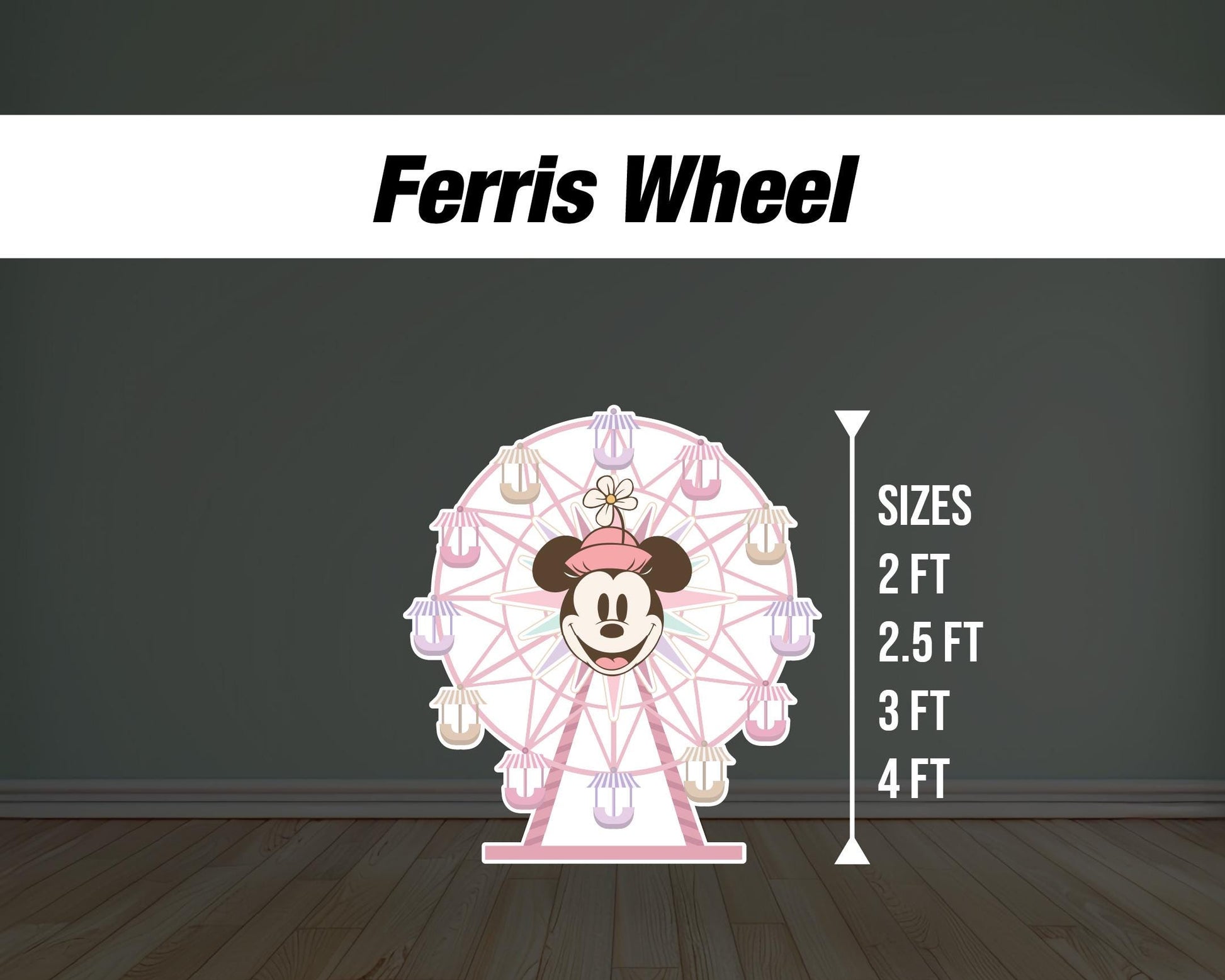 pink babyland backdrop babyshower ferris wheel sign decor Sketch Stand Up Prop standee, lawn signs, yard sign, backdrop, gold blue, high res - EzCutoutz