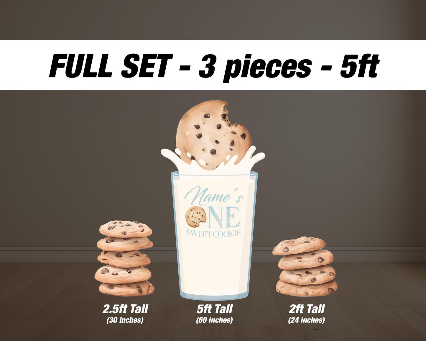 One Sweet Cookie Backdrop props decorations, decor, milk and cookies yard sign, lawn sign, centerpieces, stands, NOT fabric. 4mm coroplast - EzCutoutz
